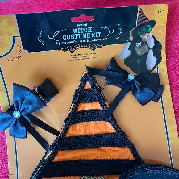 Witch Costume Kit with Hat and Mask - Black and Orange - Picture 2 of 6